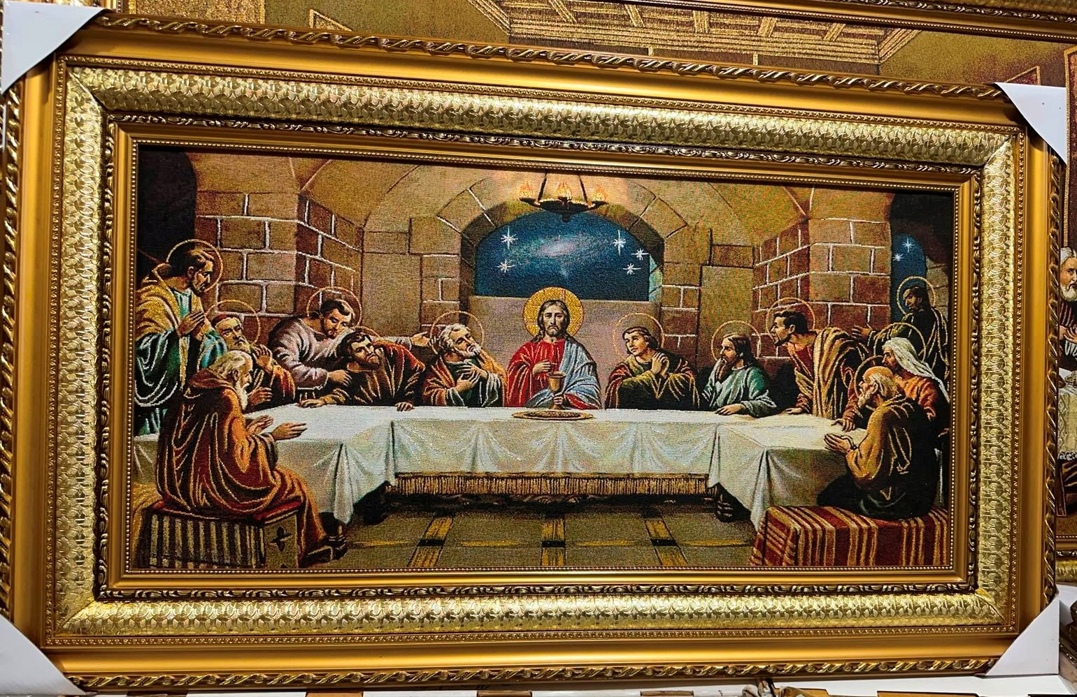 The Last Supper Religious Wall Cloth Frame | 38 x 24 Inch