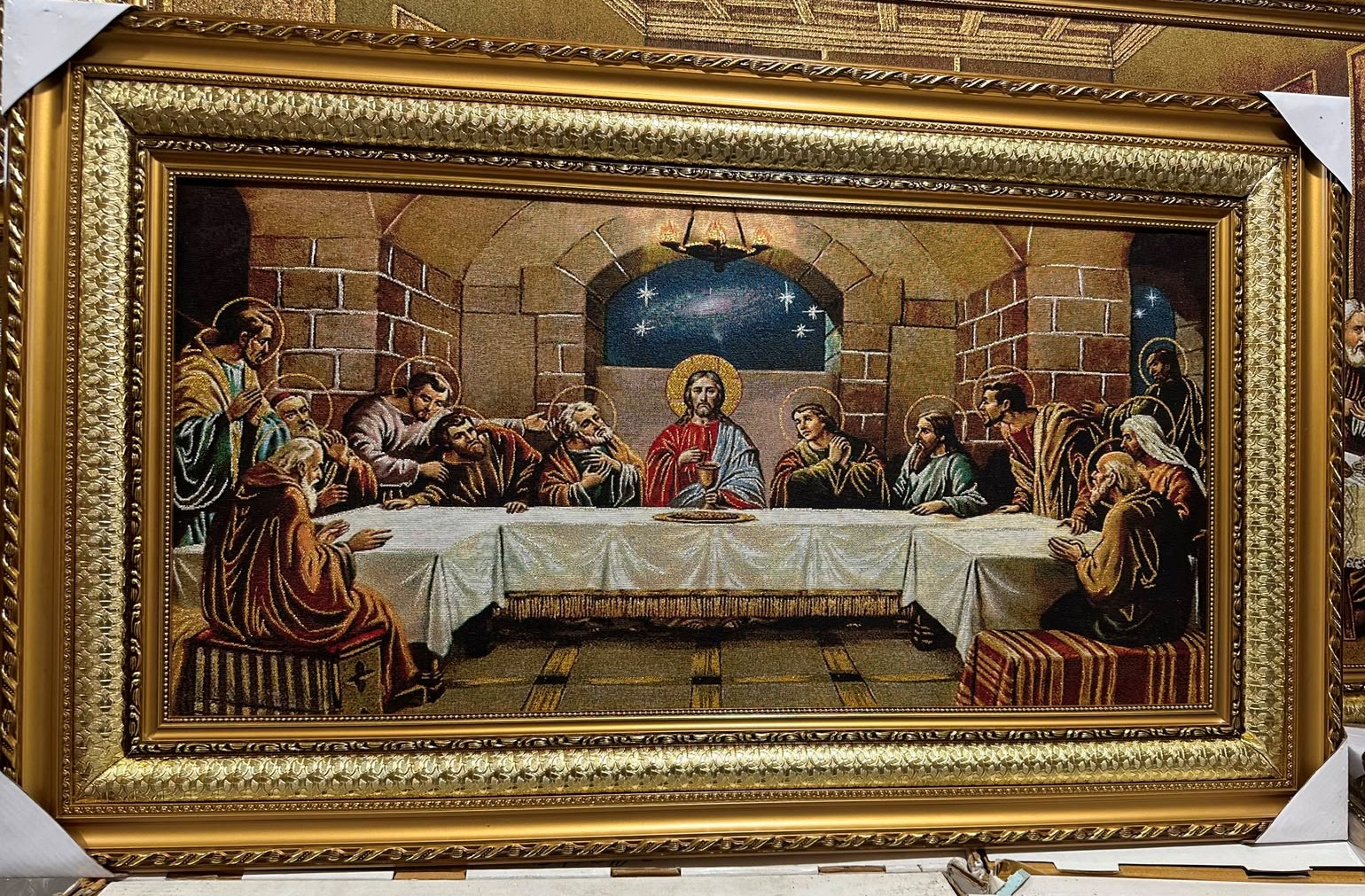 The Last Supper Religious Wall Cloth Frame | 38 x 24 Inch - Image 2