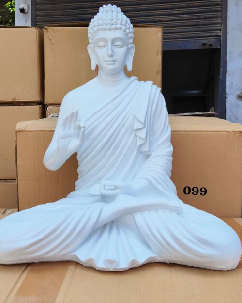 2 FT  White Meditating Buddha Blessing Statue