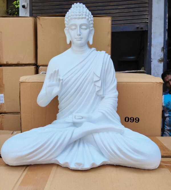2 FT  White Meditating Buddha Blessing Statue