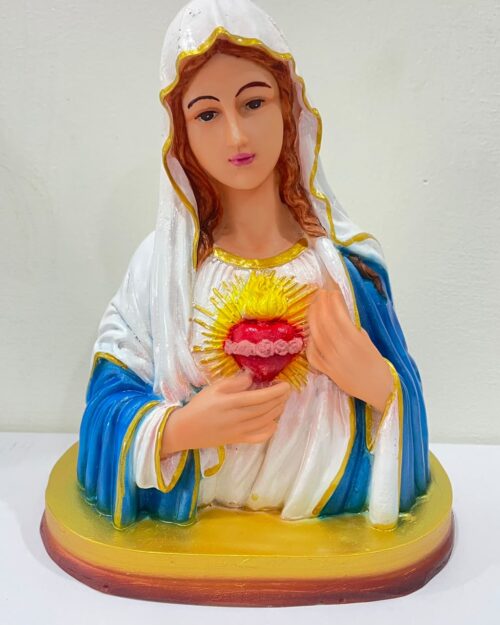 Sacred Heart of Mary Resin Bust Statue | Catholic Religious Devotional Figurine for Home Altar, Prayer Room & Church