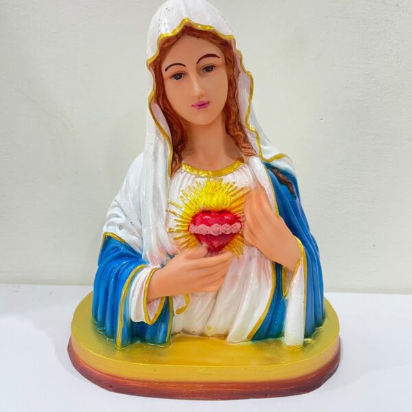 Sacred Heart of Mary Resin Bust Statue | Catholic Religious Devotional Figurine for Home Altar, Prayer Room & Church