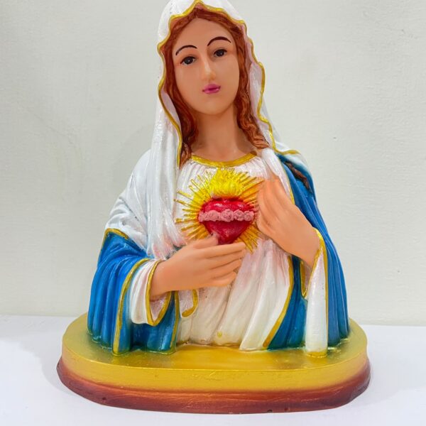 Sacred Heart of Mary Resin Bust Statue | Catholic Religious Devotional Figurine for Home Altar, Prayer Room & Church