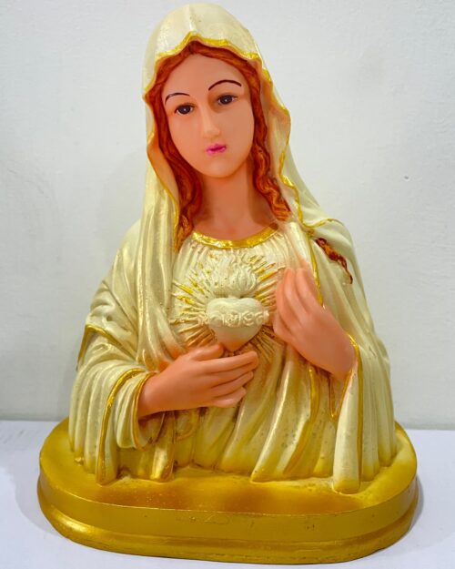 Sacred Heart of Mary Resin Bust Statue | Catholic Religious Devotional Figurine for Home Altar, Prayer Room & Church