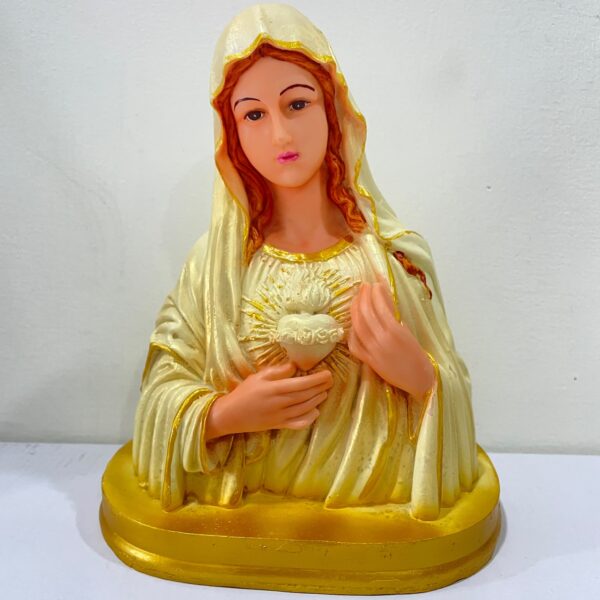Sacred Heart of Mary Resin Bust Statue | Catholic Religious Devotional Figurine for Home Altar, Prayer Room & Church