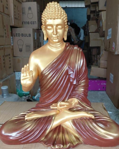 2 FT Meditating Buddha Gold & Brown Blessing Statue