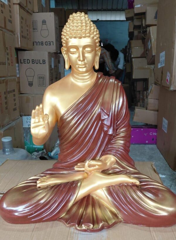 2 FT Meditating Buddha Gold & Brown Blessing Statue