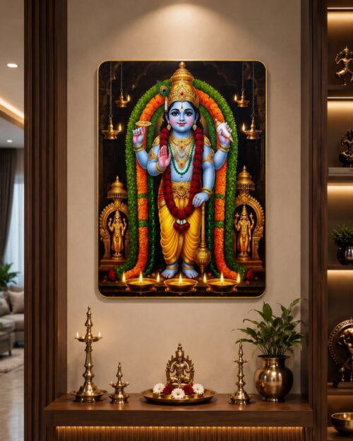Guruvayurappan Krishna Resin Wall Frame 32 x 22 inch | Premium Lord Krishna Religious Wall Decor