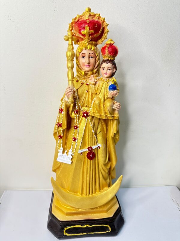 Velankanni Matha with Infant Jesus – Golden Finish Statue  | 1 1/4 FT