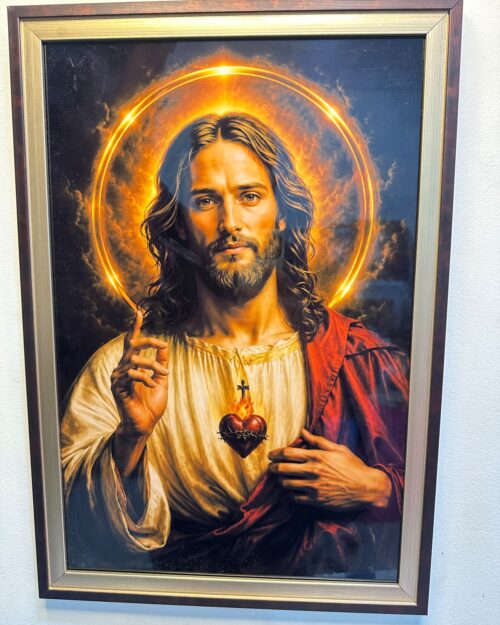 Sacred Heart of Jesus Religious Wall Art – Divine Mercy Jesus Spiritual Artwork | 14 x20 Inch