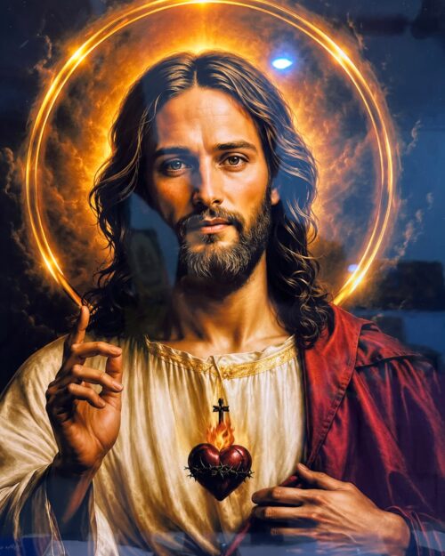 Sacred Heart of Jesus 18 x 24 Inch Religious Wall Art – Divine Mercy Jesus Spiritual Artwork