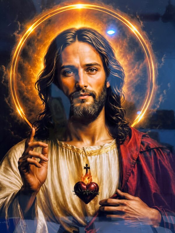 Sacred Heart of Jesus 18 x 24 Inch Religious Wall Art – Divine Mercy Jesus Spiritual Artwork