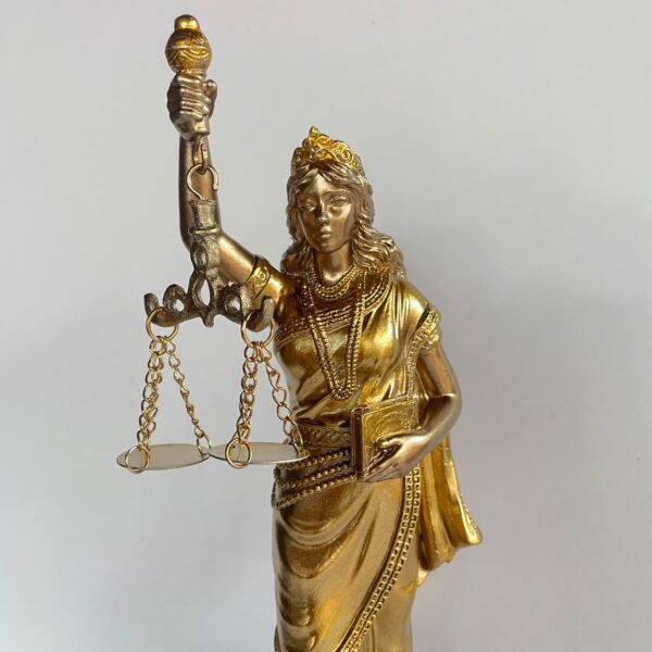 gold3 Goddess of Justice Statue – All-Gold Lady Justice Figurine with Scales and Sword N 14 | 11 Inch