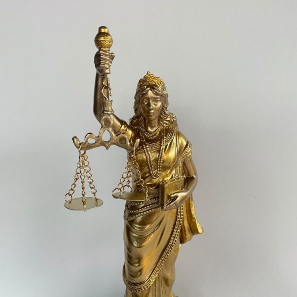 gold4 Goddess of Justice Statue – All-Gold Lady Justice Figurine with Scales and Sword N 14 | 11 Inch