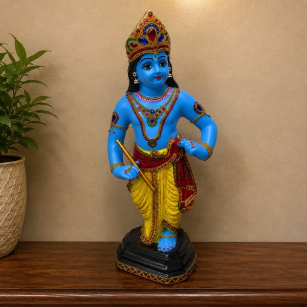 Lord Krishna Standing Decorative Statue – Hand-Painted Traditional Krishna Idol | 2 1/4 FT