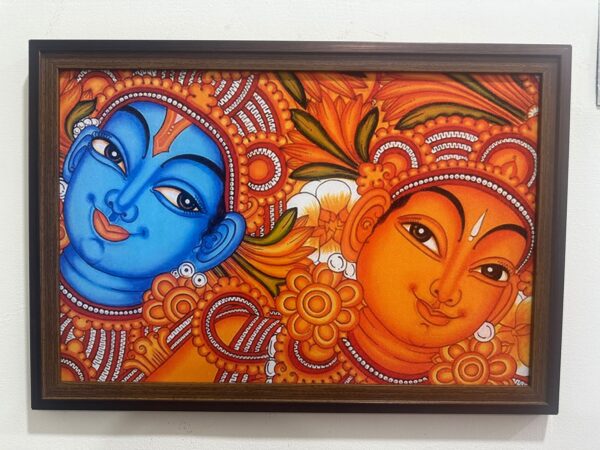Radha Krishna Mural Art Wall Frame 14 x 20 inch – Traditional Indian Art