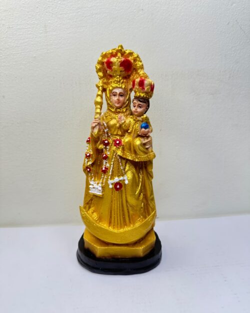 Velankanni Matha with Infant Jesus – Golden Finish Statue  | 9 Inch