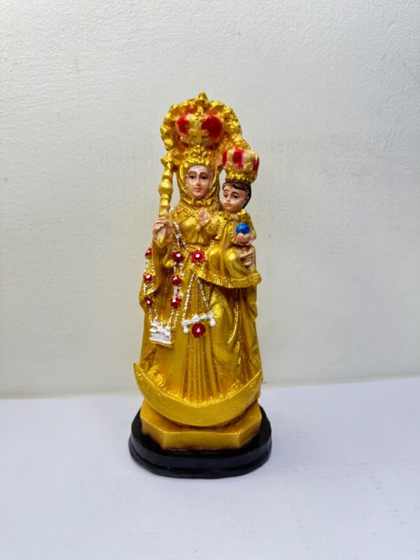 Velankanni Matha with Infant Jesus – Golden Finish Statue  | 9 Inch