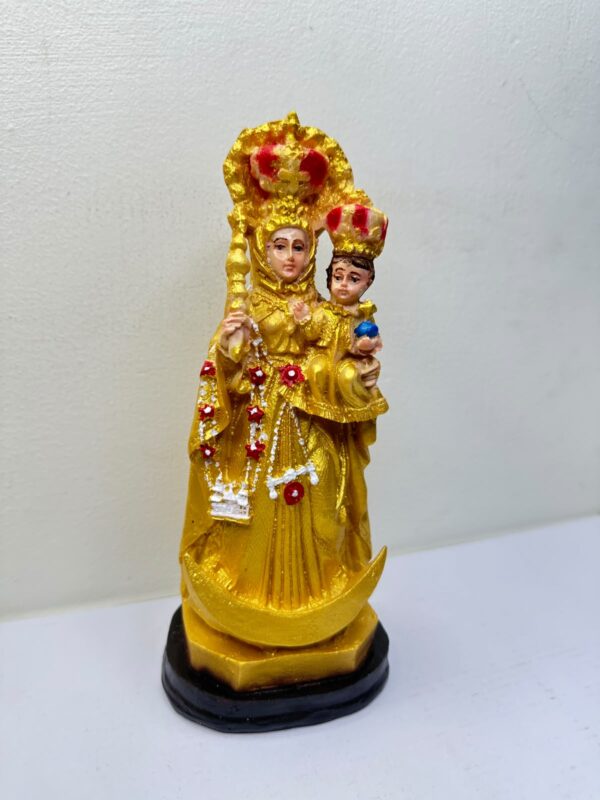 Velankanni Matha with Infant Jesus – Golden Finish Statue  | 9 Inch