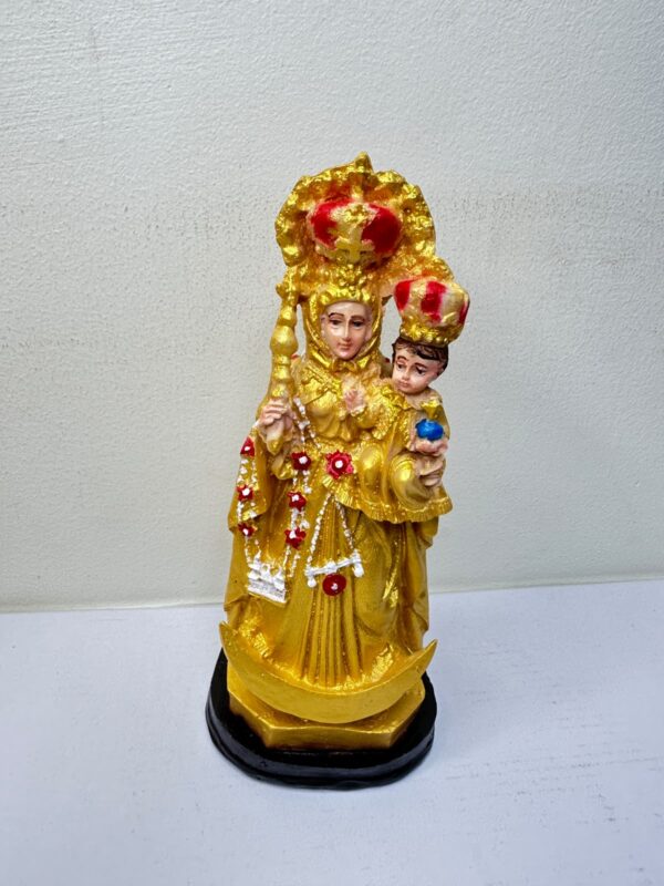 Velankanni Matha with Infant Jesus – Golden Finish Statue  | 9 Inch