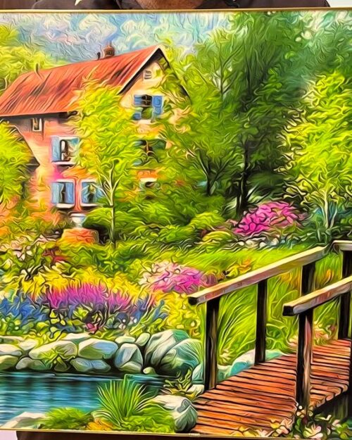 water1 Beautiful Scenery Of Home with Wooden Bridge & Water Lake