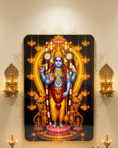 Guruvayurappan Krishna Resin Wall Frame | Premium Lord Krishna Religious Wall Decor | 12 x 18 Inch