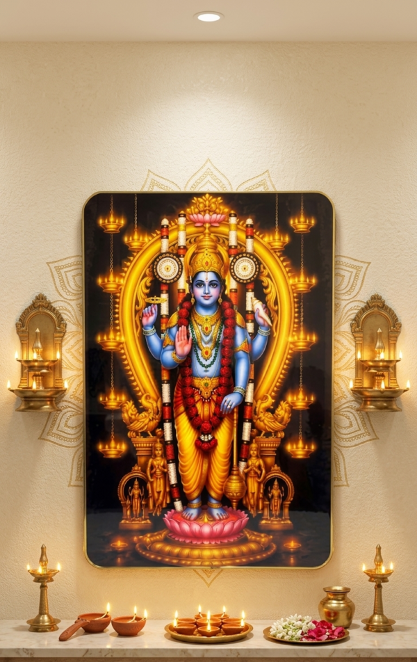 Guruvayurappan Krishna Resin Wall Frame | Premium Lord Krishna Religious Wall Decor | 12 x 18 Inch