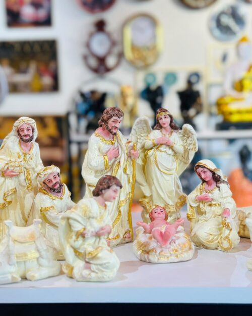 Nativity Christmas Crib Set – Complete Baby Jesus Manger Scene with Holy Family, Shepherds, Wise Men & Animals B 2 | 8 Inch