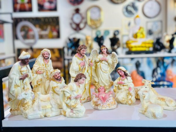 Nativity Christmas Crib Set – Complete Baby Jesus Manger Scene with Holy Family, Shepherds, Wise Men & Animals B 2 | 8 Inch