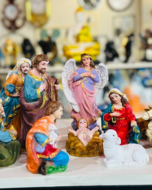 Nativity Christmas Crib Set – Complete Baby Jesus Manger Scene with Holy Family, Shepherds, Wise Men & Animals B 2 | 8 Inch