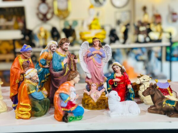 Nativity Christmas Crib Set – Complete Baby Jesus Manger Scene with Holy Family, Shepherds, Wise Men & Animals B 2 | 8 Inch