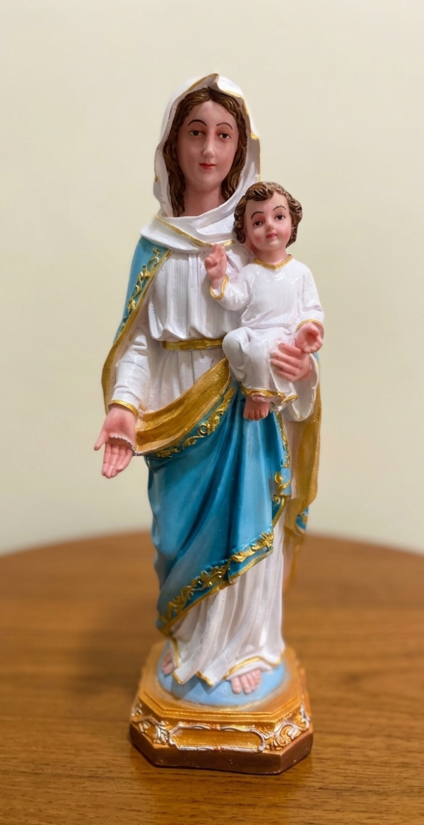 Mother Mary with Child Jesus Statue – Hand-Painted Holy Mother and Infant Jesus Christian Religious Figurine B 10 | 16 Inch