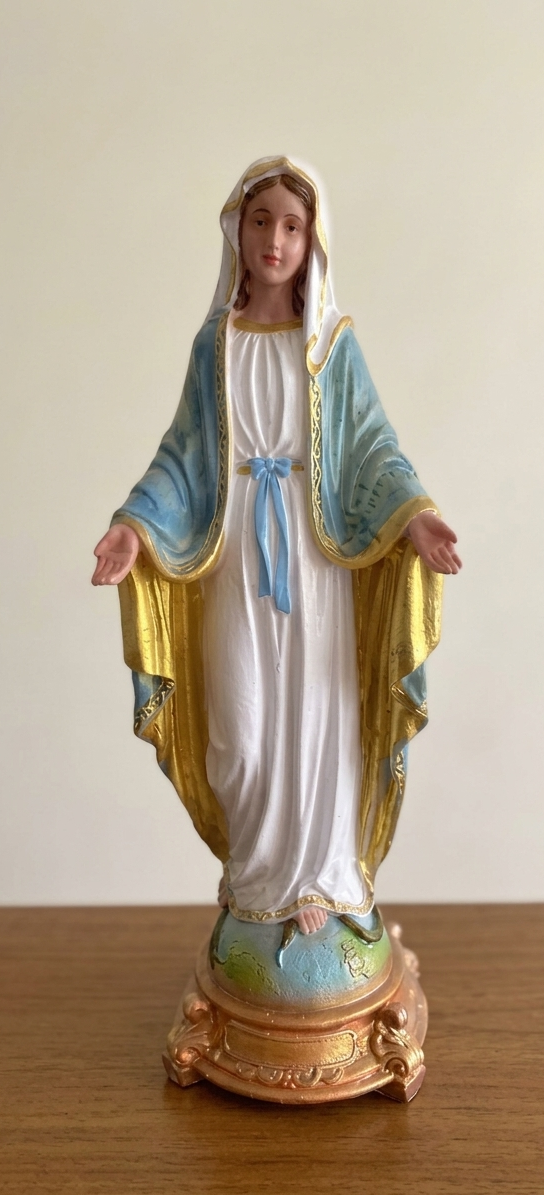 Blessed Virgin Mary Statue – Our Lady of Grace Religious Statue with Blue Mantle | 16 Inch