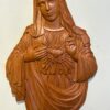 Sacred Heart of Mary Wooden Wall Plaque – Hand-Carved Our Lady Religious Wall Art | 1.5 FT