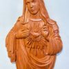 Sacred Heart of Mary Wooden Wall Plaque – Hand-Carved Our Lady Religious Wall Art | 1.5 FT