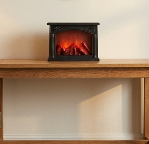 Decorative LED Fireplace Tabletop Décor with Realistic Glowing Ember Log Effect N 12 | 8 Inch
