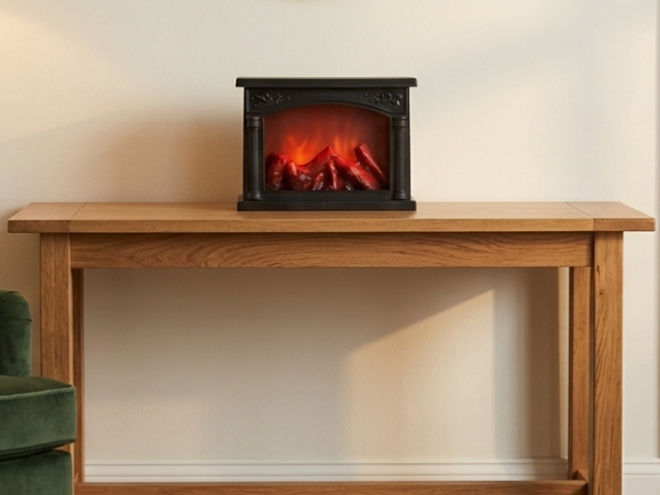 Decorative LED Fireplace Tabletop Décor with Realistic Glowing Ember Log Effect N 12 | 8 Inch