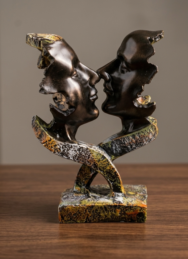 N23 Abstract Embracing Couple Sculpture – Elegant Lovers Figurine for Home Décor & Gifting N 23 | 9 Inch