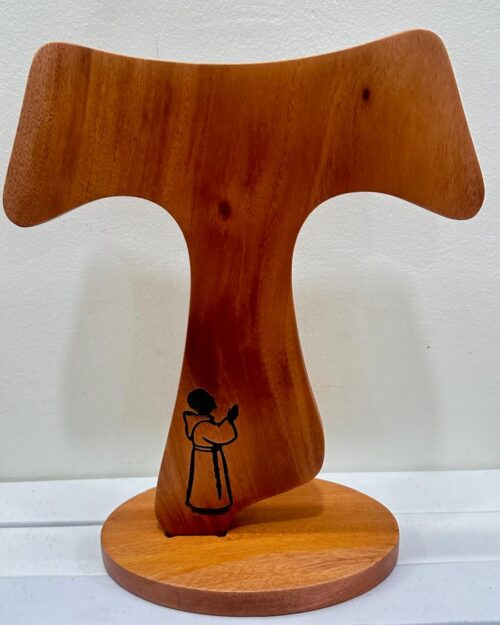 Handcrafted Wooden Tau Cross Table Stand – Christian Religious Wooden Cross Décor | 10 Inch