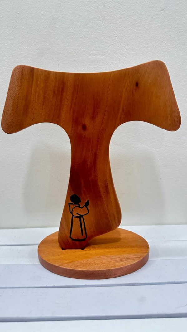 T Handcrafted Wooden Tau Cross Table Stand – Christian Religious Wooden Cross Décor | 10 Inch