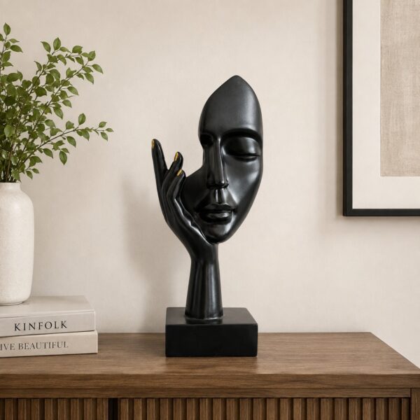 WhatsApp Image 2026-09-01 at 1.14.57 PM Elegant Abstract Face with Hand Black Decorative Sculpture N 4 | 10.5 Inch