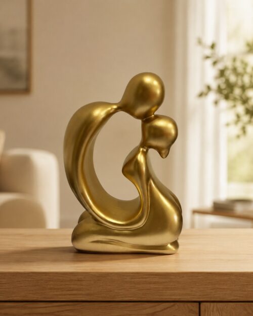 Modern Abstract Golden Couple Statue | 7 Inch