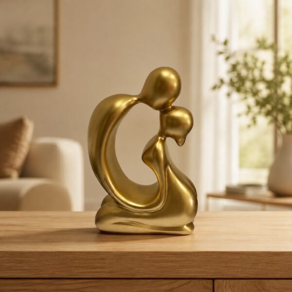 Modern Abstract Golden Couple Statue | 7 Inch