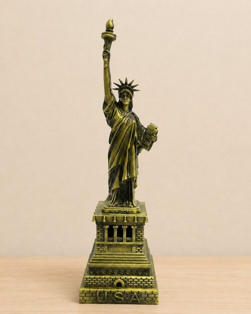 Statue of Liberty Miniature Decorative Souvenir – Golden USA Landmark Tabletop Model N 45 | 13 Inch
