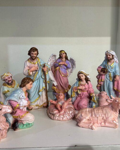 Nativity Christmas Crib Set – Complete Baby Jesus Manger Scene with Holy Family, Shepherds, Wise Men & Animals B 2 | 8 Inch