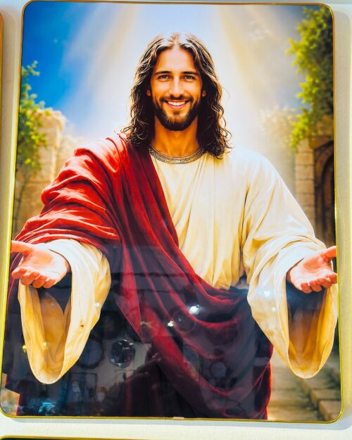 Jesus Christ Wall Frame – Divine Jesus Religious Wall Art with Golden Border | 12 x18  Inch