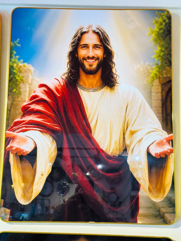 Jesus Christ Wall Frame – Divine Jesus Religious Wall Art with Golden Border | 12 x18  Inch