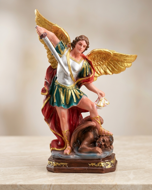 mmmm Archangel Saint Michael Statue with Sword and Wings – Hand-Painted Christian Religious Décor B 12 | 1 FT