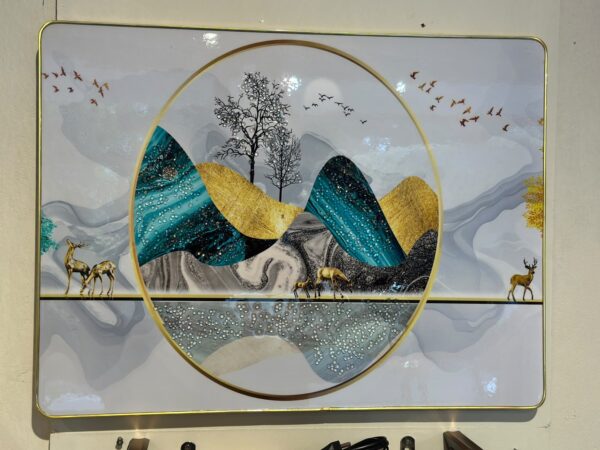 26 oct Modern Mountain and Deer Decorative Wall Art Panel | 18 x 22 Inch