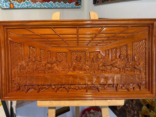 LS SQ Last Supper Premium Wooden Wall Carving – Jesus Christ and the Twelve Apostles | 3 FT